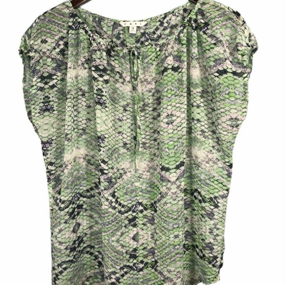 Cabi Womens Green Snake Print Blouse Top Size S - Picture 9 of 11